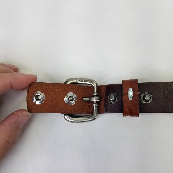 Old Trend Floral Breeze Leather Belt Women's S 31"-35" Cognac Brown Studded Leaf - Picture 12 of 16